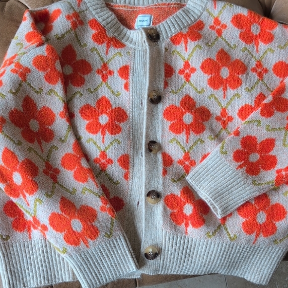 Anthropologie Orange Floral Cardigan - Picture 4 of 7